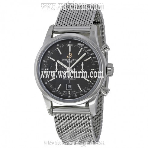 Breitling TransOcean 38 Chronograph Black Dial Stainless Steel Watch A4131012-BC06SS
