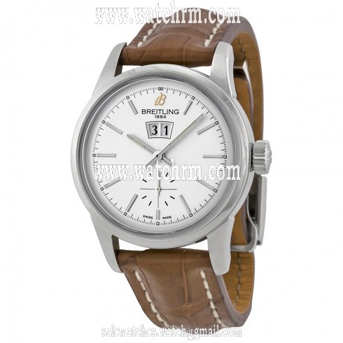 Breitling Transocean 38 Silver Dial Brown Leather Watch A1631012-G781BRCD