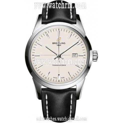 Breitling Transocean Automatic Silver Dial Black Leather Men's Watch A1036012-G721BKLT