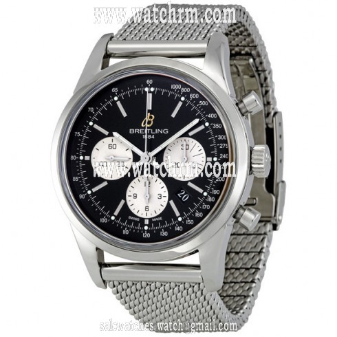 Breitling Transocean Black Dial Chronograph Automatic Men's Watch AB015112-BA59SS