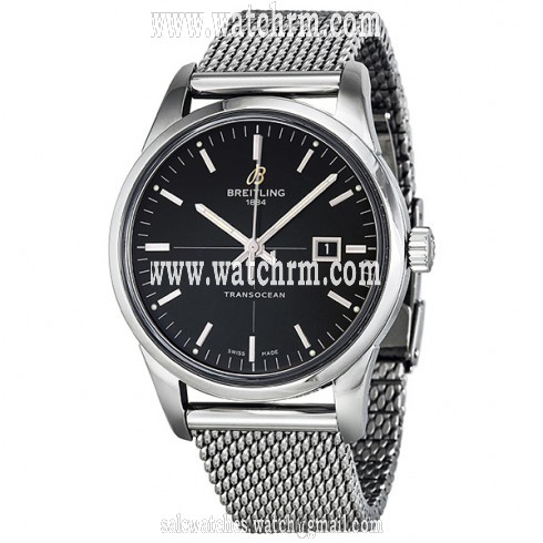 Breitling Transocean Black Dial Stainless Steel Men's Watch A1036012-BA91SS