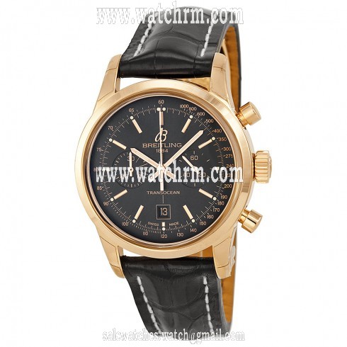 Breitling Transocean Chronograph 38 Black Dial 18kt Rose Gold Men's Watch R4131012-BC07BKCD