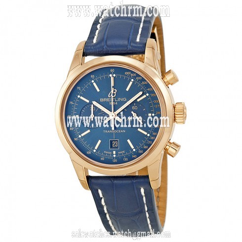 Breitling Transocean Chronograph 38 Blue Dial 18kt Rose Gold Men's Watch R4131012-C863BLCD