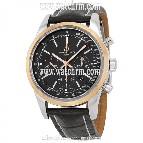 Breitling Transocean Chronograph Black Dial Crocodile Men's Watch UB015212-BC74BKCD