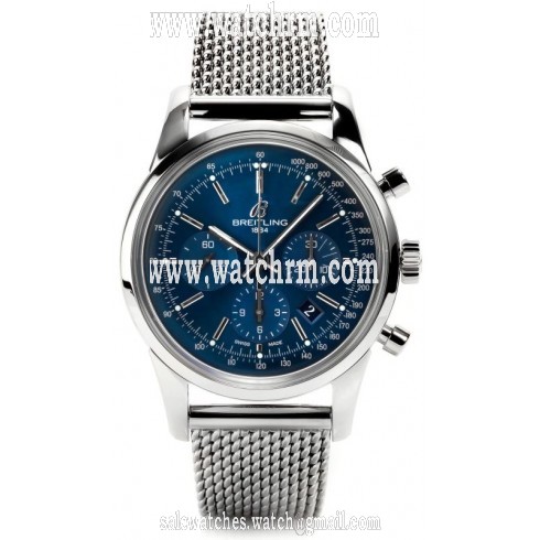 Breitling Transocean Chronograph Blue Dial Steel Men's Watch AB015112/C860/154A