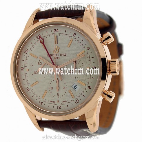 Breitling Transocean Chronograph Silver Dial Brown Leather Men's Watch RB045112-G773SS
