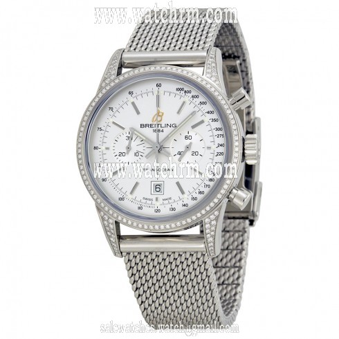 Breitling Transocean Chronograph Silver Dial Stainless Steel Unisex Watch A4131063-G757SS