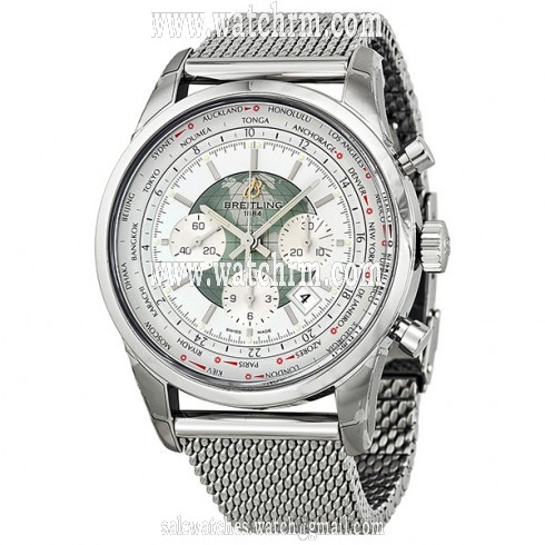 Breitling Transocean Chronograph Unitime Automatic Silver Dial Men's Watch AB0510U0-A732SS