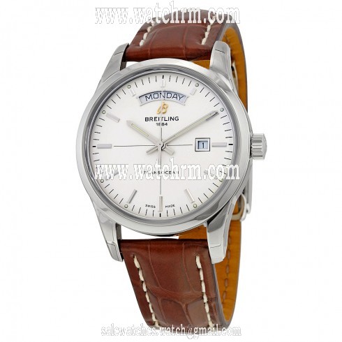 Breitling Transocean Day & Date Automatic Silver Dial Brown Leather Men's Watch A4531012-G751BRCD