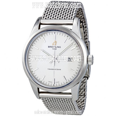 Breitling Transocean Mercury Silver Dial Automatic Steel Men's Watch A1036012/G721