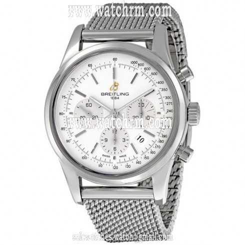 Breitling Transocean Silver Dial Chronograph Men's Watch AB015112-G715SS