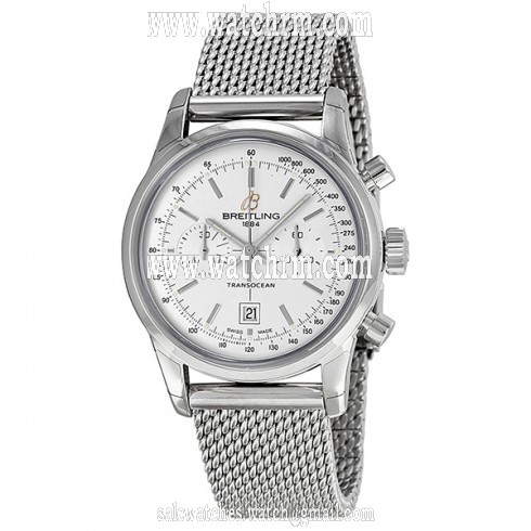 Breitling Transocean White Dial Stainless Steel Men's Watch A4131012-G757SS