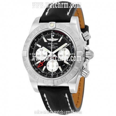 Breitling Windrider Chronomat 44 Automatic Black Dial Black Leather Men's Watch AB042011-BB56BKLT