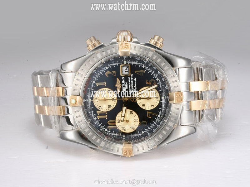 Breitling Windrider Chronomat Evolution B1335611/B723-357A Mens Silver 18k Gold Strap Round Watch