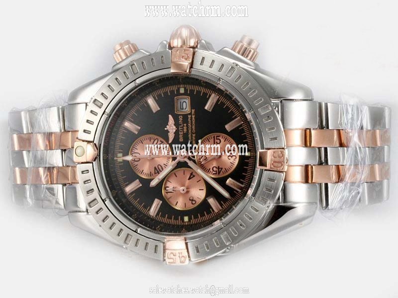 Breitling Windrider Chronomat Evolution B133563 Black Dial Round Silver Stainless Steel Strap Watch