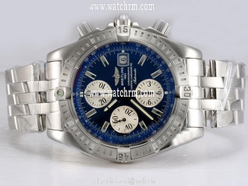 Breitling Windrider Chronomat Evolution Steel 42.5mm Stainless Steel Case Blue Dial Watch
