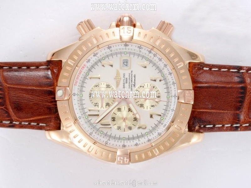Breitling Windrider Chronomat Evolution Steel 5 Midsize Round Brown Crocodile Leather Strap Watch