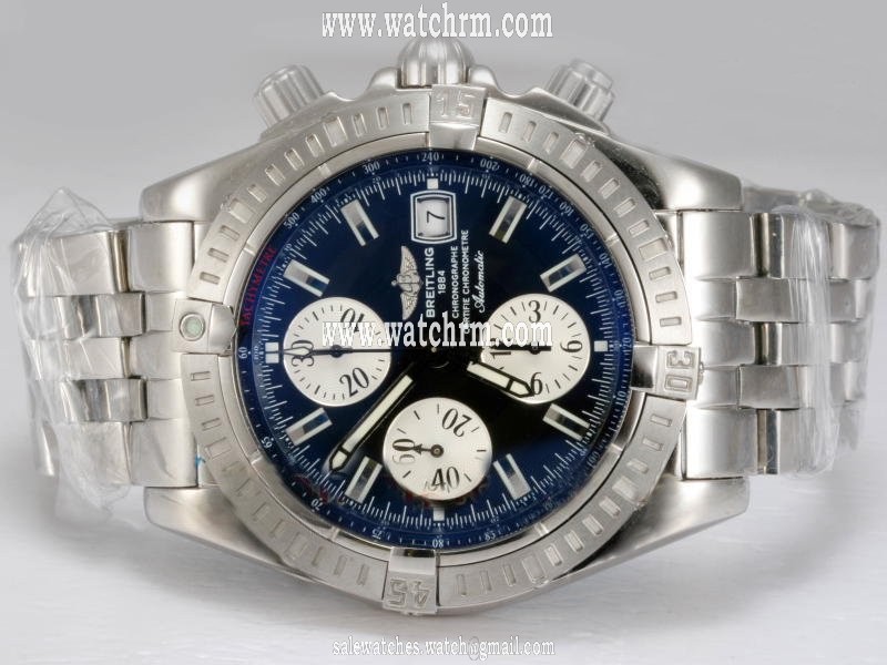 Breitling Windrider Chronomat Evolution Steel Blue Dial Stainless Steel Case Round Watch