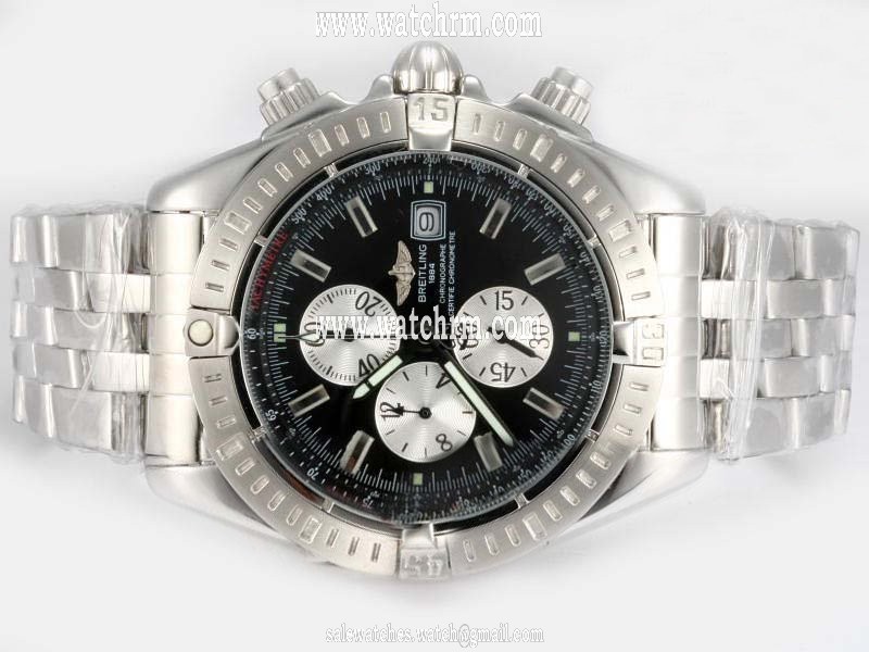 Breitling Windrider Chronomat Evolution Steel Round Silver Stainless Steel Strap Mens Watch