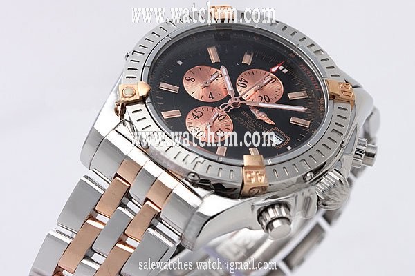 Breitling Windrider Chronomat Evolution Two-Tone 46mm Quartz Black Dial Watch