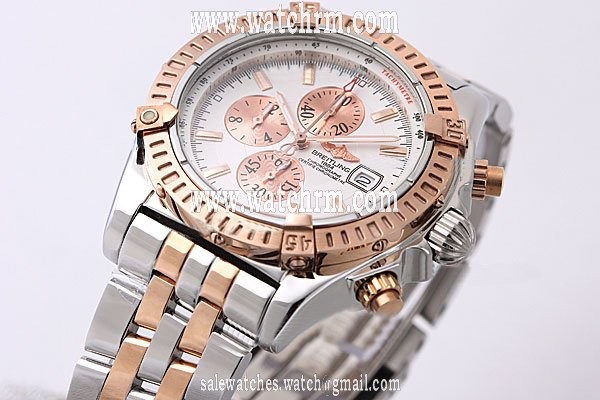 Breitling Windrider Chronomat Evolution Two-Tone Rose Gold Bezel Pink Dial Quartz Watch