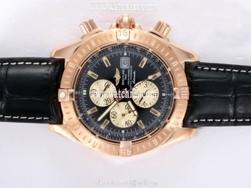 Breitling Windrider Chronomat Steel/Rose Gold 4 18K Gold Case Round Watch