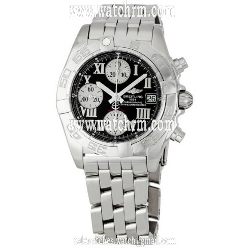 Breitling Chrono Galactic Black Dial Steel Pilot Men's Watch A13358L2-B786SS