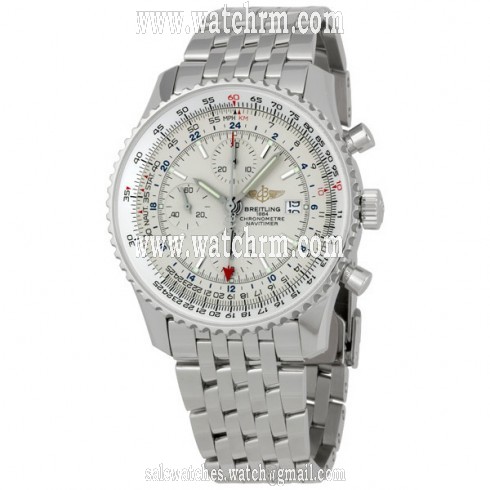 Breitling Navitimer World Men's Stainless Steel Watch with Silver Dial A2432212-G571SS