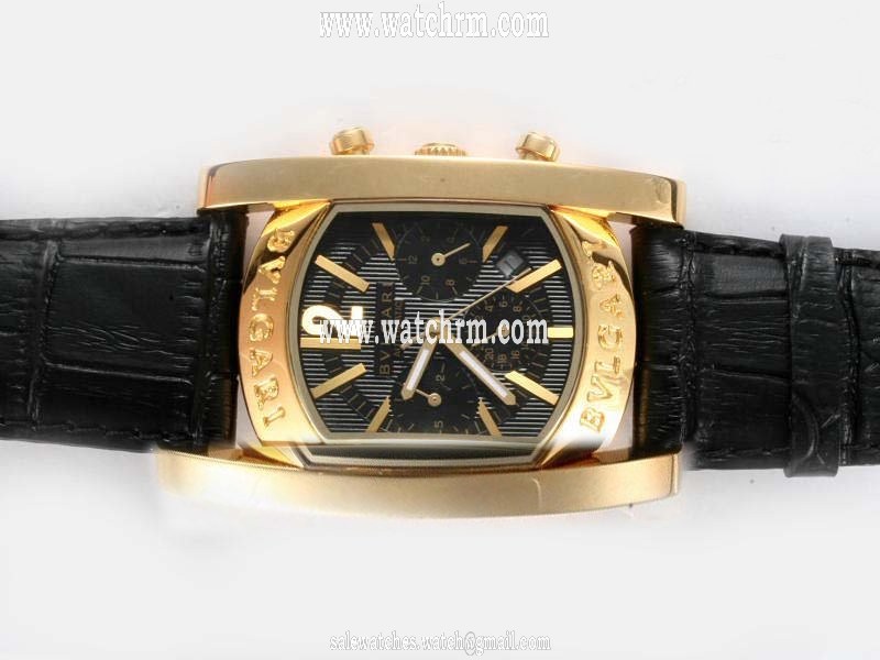 Bvlgari Assioma AA44C13GLDCH Mens Square Black Cow Leather Strap Watch