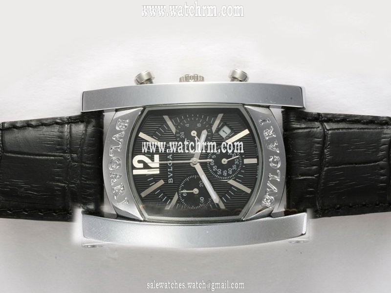 Bvlgari Assioma AA44C14SLDCH Mens 44mm Black Cow Leather Strap Watch
