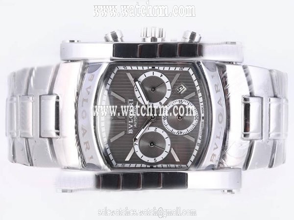 Bvlgari Assioma AA44C14SSDCH Silver Stainless Steel Strap Square Black Dial Watch