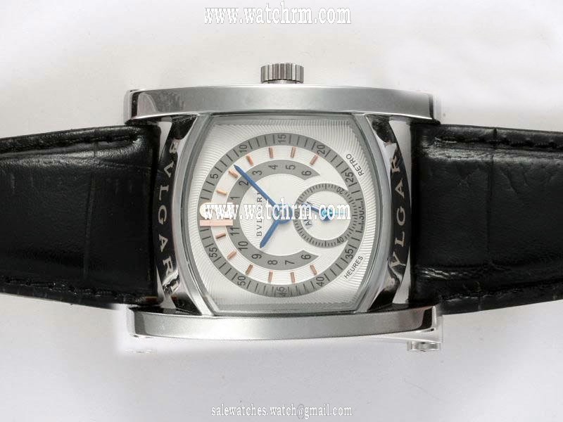 Bvlgari Assioma AAW48GLHR 48mm Black Cow Leather Strap Watch