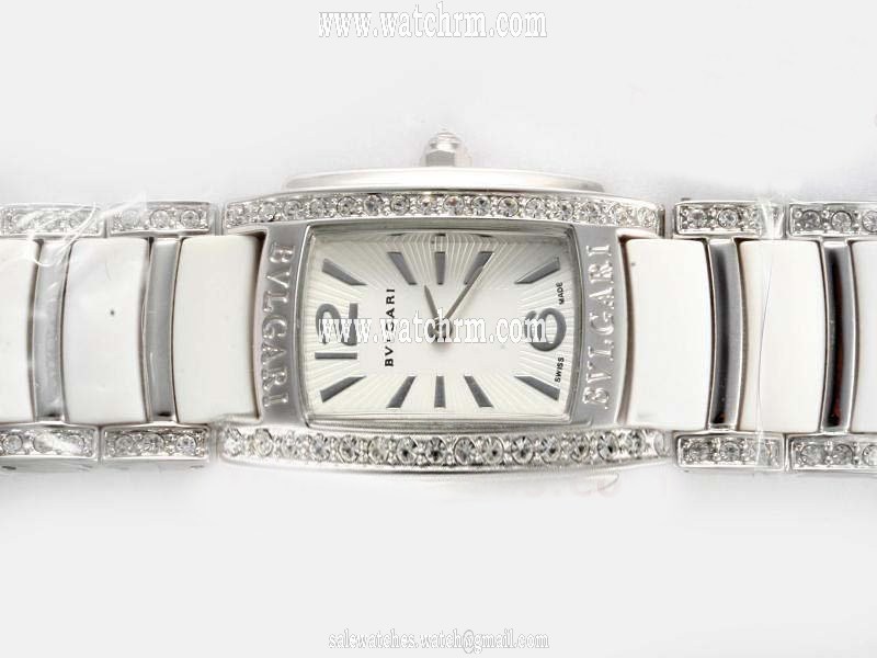Bvlgari Assioma D AAW26WGD1GD1 Stainless Steel Case Rectangle White Dial Watch