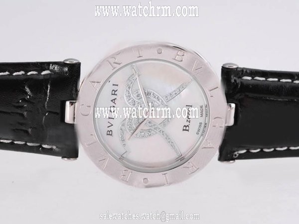 Bvlgari B.Zeroi BZ35BHSL Black Cow Leather Strap Womens 30mm Watch