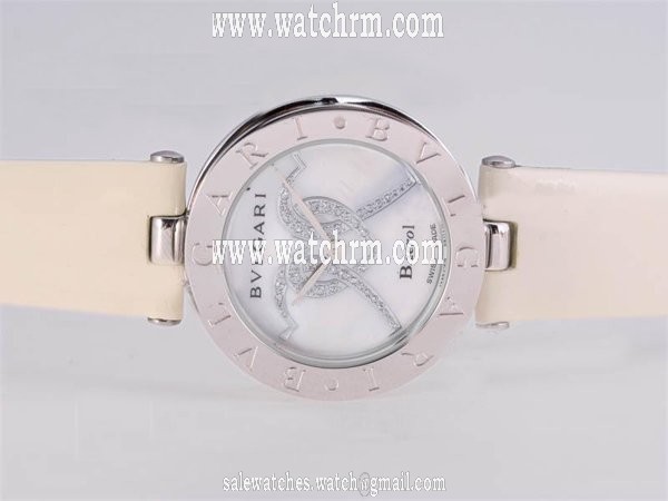 Bvlgari B.Zeroi BZ35WHDSL Womens 35mm White Cow Leather Strap Watch