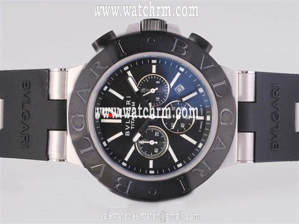 Bvlgari Diagono AC38BTAVD/SLN Black Rubber Strap Round Watch