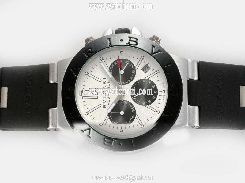 Bvlgari Diagono AC38TAVD/SLN 38mm Black Rubber Strap White Dial Watch