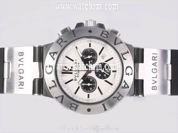 Bvlgari Diagono AC38TAVD/SLN Black Rubber Strap Round Mens Watch