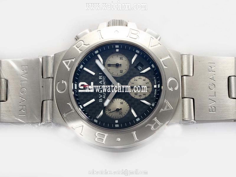 Bvlgari Diagono CH35BSLDAuto Round Automatic Black Dial Watch