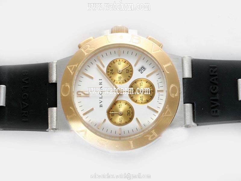 Bvlgari Diagono CH35WSGDAuto White Dial 35mm 18K Gold Case Watch
