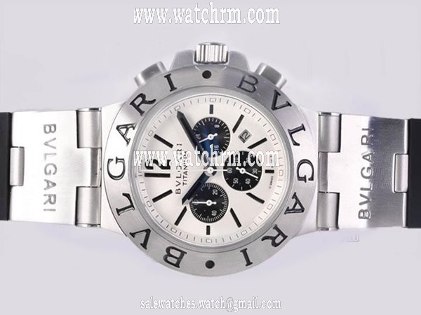 Bvlgari Diagono CH35WSLDAuto Round White Dial Stainless Steel Case Watch