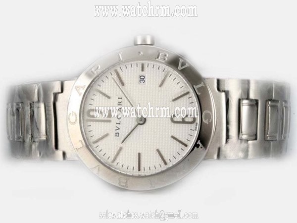 Bvlgari Diagono LCV35WSSD Womens Round Silver Stainless Steel Strap Watch