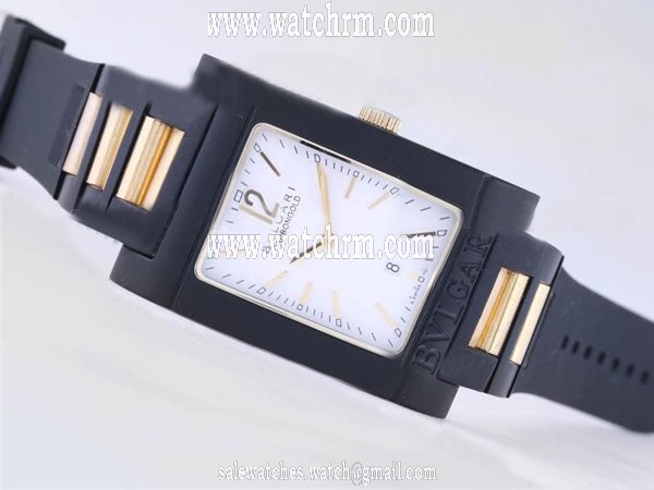 Bvlgari Rettangold RT45C6LSLD Quartz PVD Bezel White Dial Watch