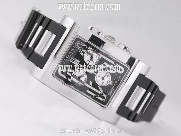 Bvlgari Rettangold RTC49BRSVD Mens Rectangle Stainless Steel Case Watch