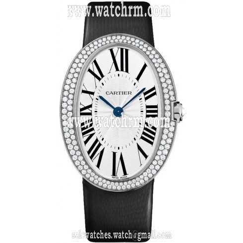 Cartier Baignoire Manual Wind Diamond Bezel 18 kt White Gold Ladies Watch WB520009