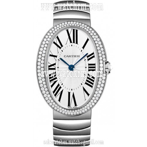 Cartier Baignoire Silver Dial 18kt White Gold Unisex Men's Watch WB520010