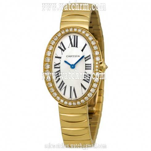 Cartier Baignoire Silver Dial 18kt Yellow Gold Ladies Watch WB520019