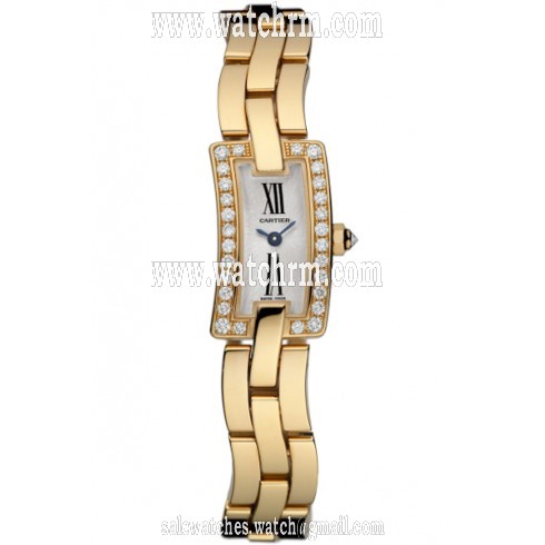 Cartier Ballerine Silver Sunray Dial Polished Solid 18K Rose Gold Bracelet Ladies Watch WG40023J