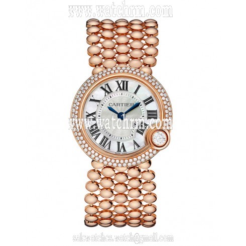 Cartier Ballon Blanc de Cartier Flinque in Mother of Pearl Dial Diamond 18k Rose Gold Ladies Watch WE902071