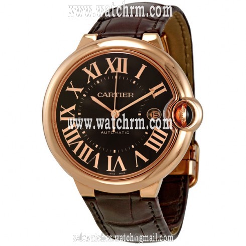 Cartier Ballon Bleu Brown Dial 18kt Rose Gold Case Automatic Men's Watch W6920037